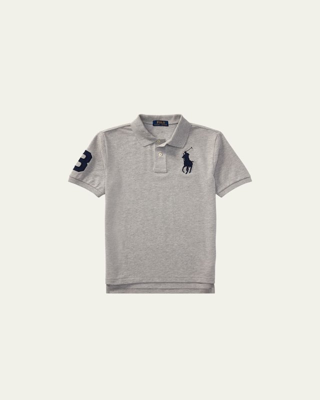 Boy's Big Pony Mesh Knit Polo, Size S-